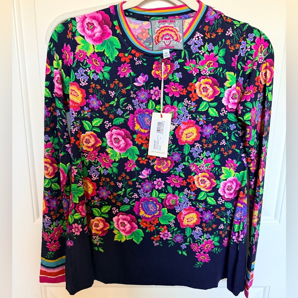 NWT Johnny Was “The Jane” Favorite Long Sleeve Crew Neck Swing Tee - XXS - Picture 4 of 7